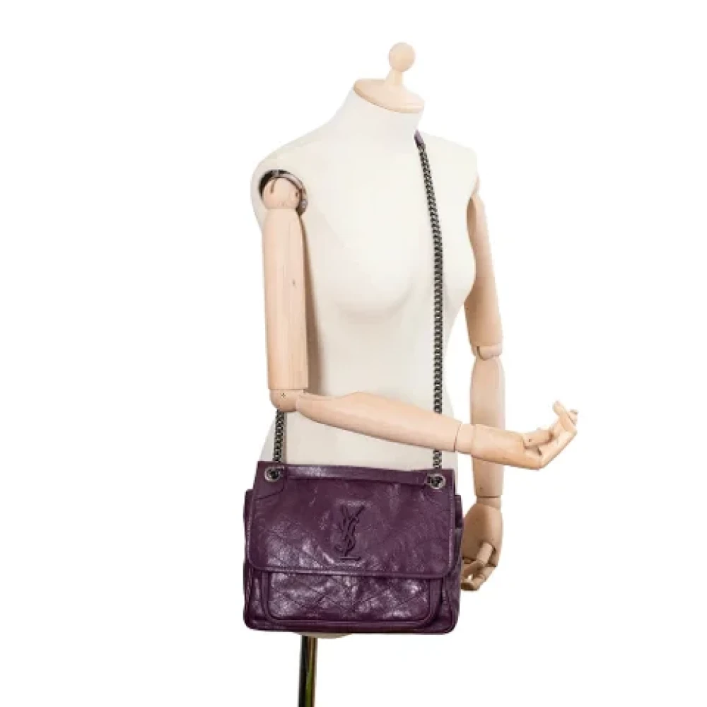Yves Saint Laurent Vintage Pre-owned Leather shoulder-bags Purple Dames