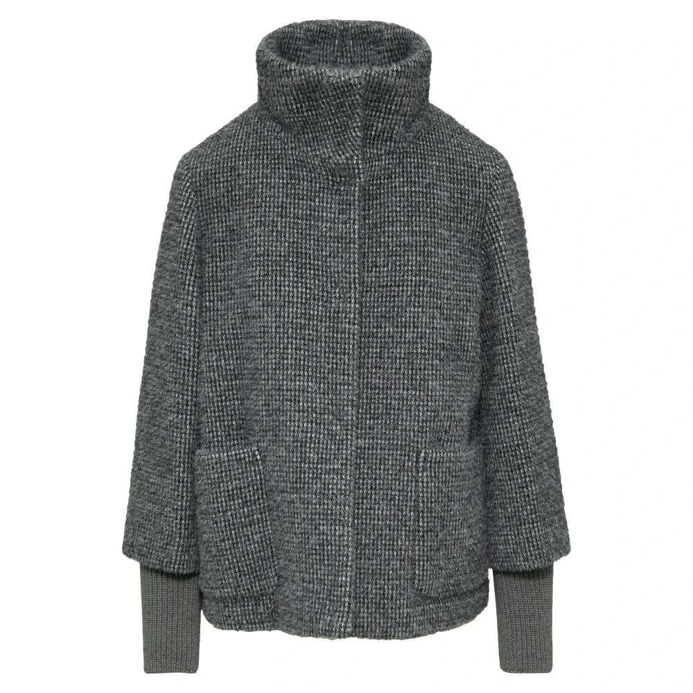 s.Oliver Fluffy Knit-Cuff Outdoor Jacket Gray Dames