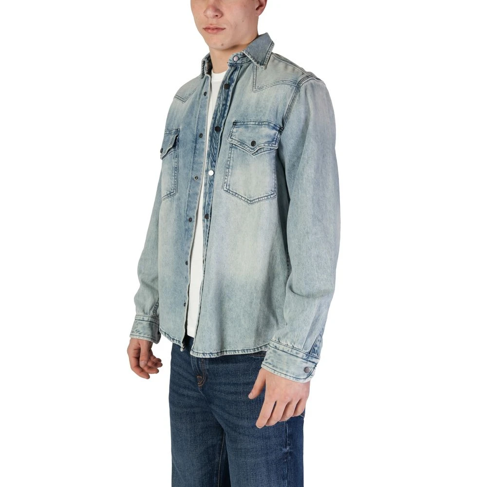 Hugo Boss Blauw Katoenen Overhemd Lange Mouw Blue Heren