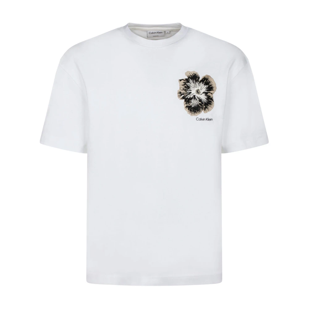 Calvin Klein Nachtbloem Grafisch Wit T-shirt White Heren