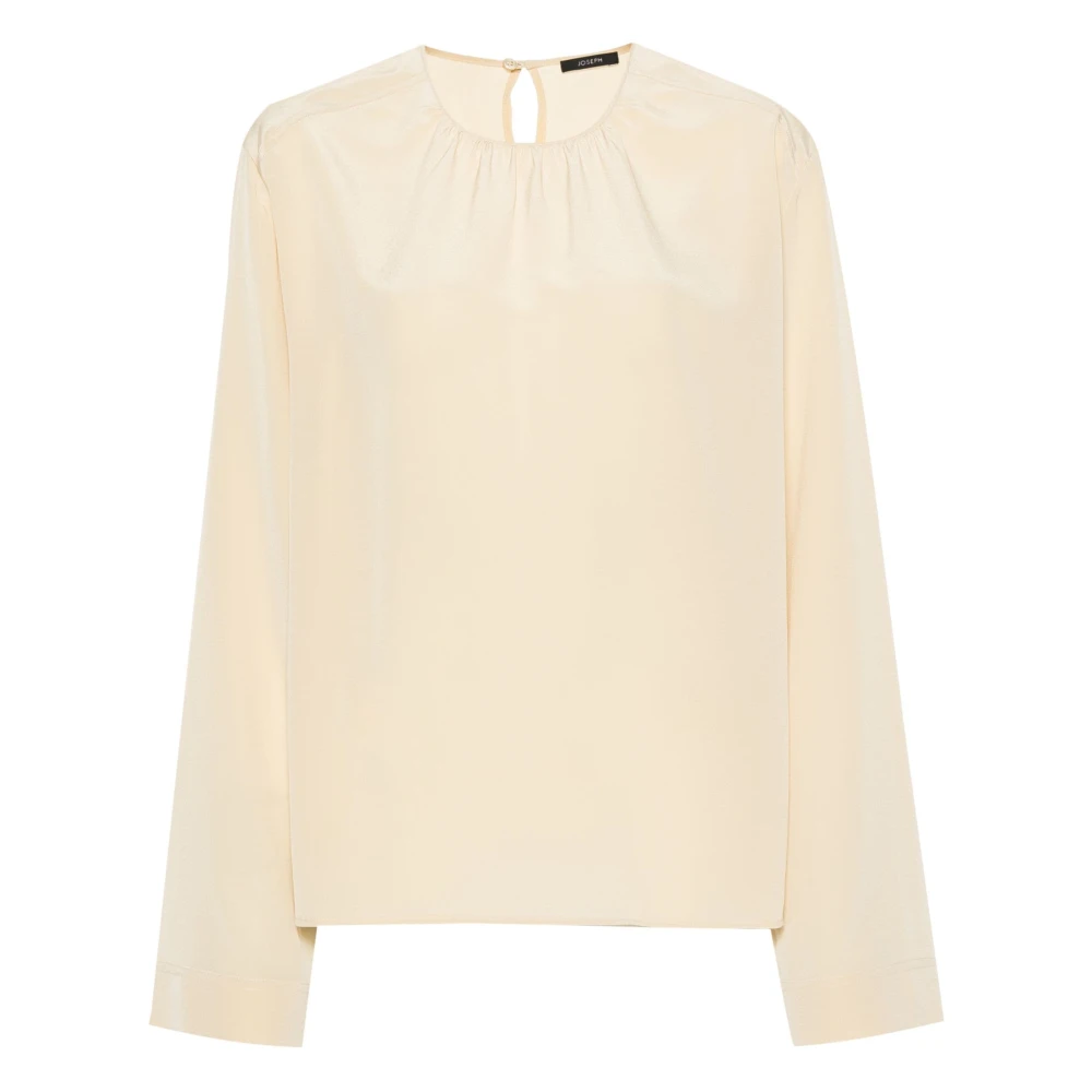 Joseph Silke Beige Blus Crepe de Soie Beige, Dam