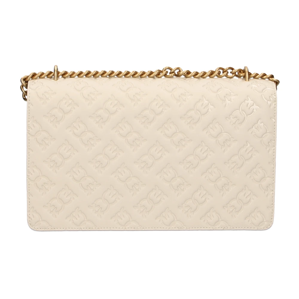 pinko Love Bag Schoudertas met Love Birds Monogram Print Beige Dames