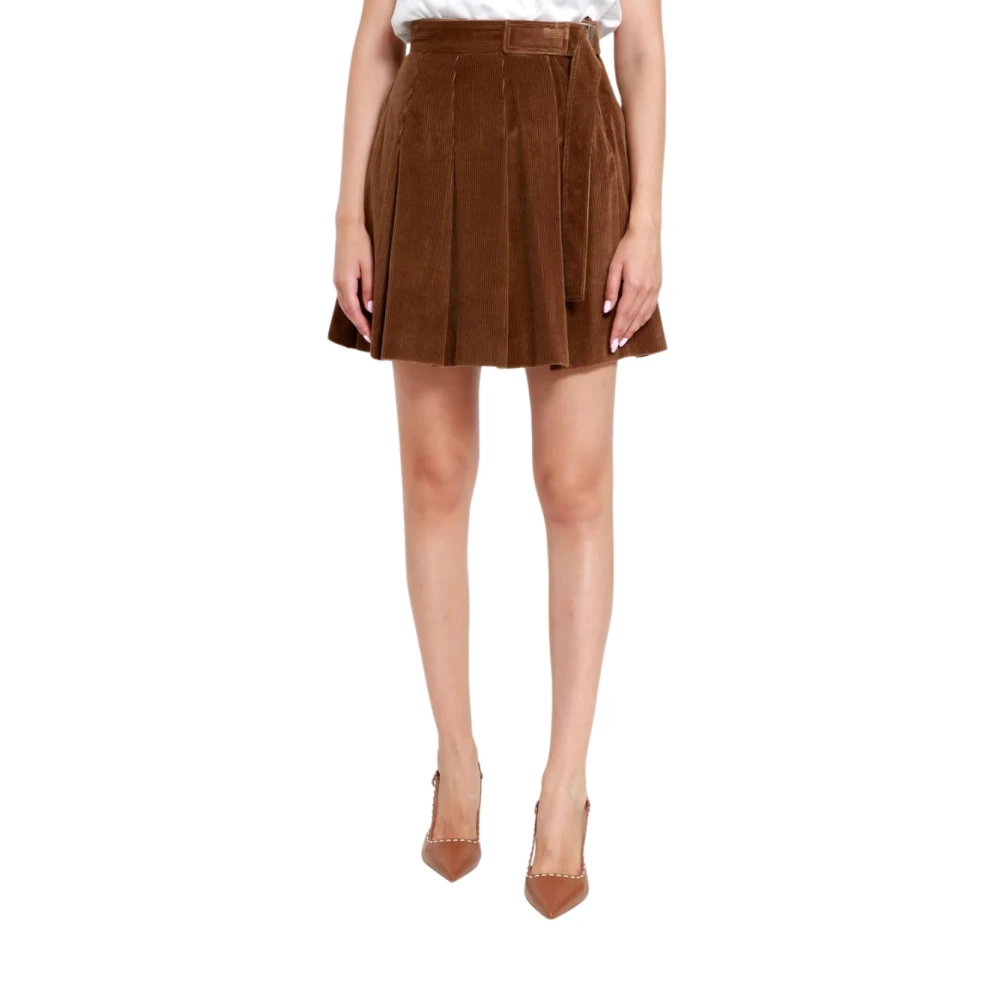 Max Mara Zucca Geplooide Rok Brown Dames