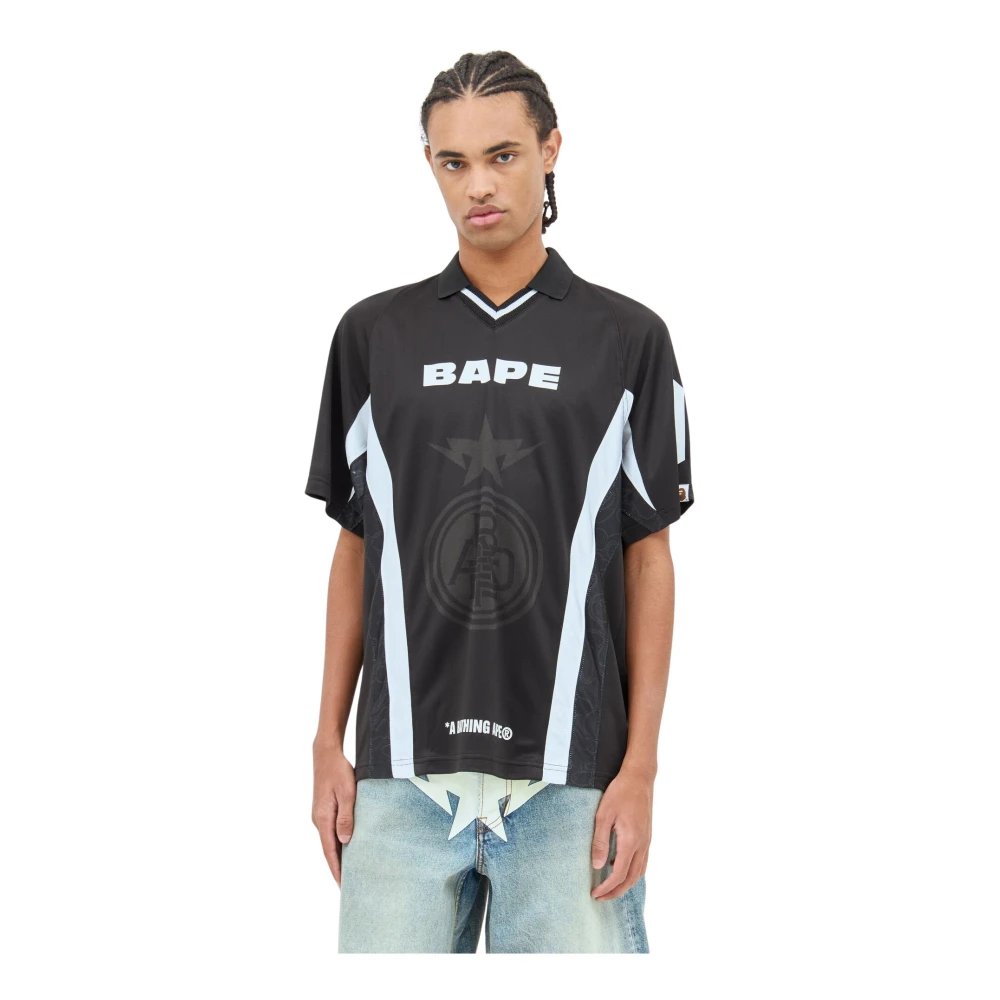 A Bathing APE Logo Motief Voetbalshirt Black Heren