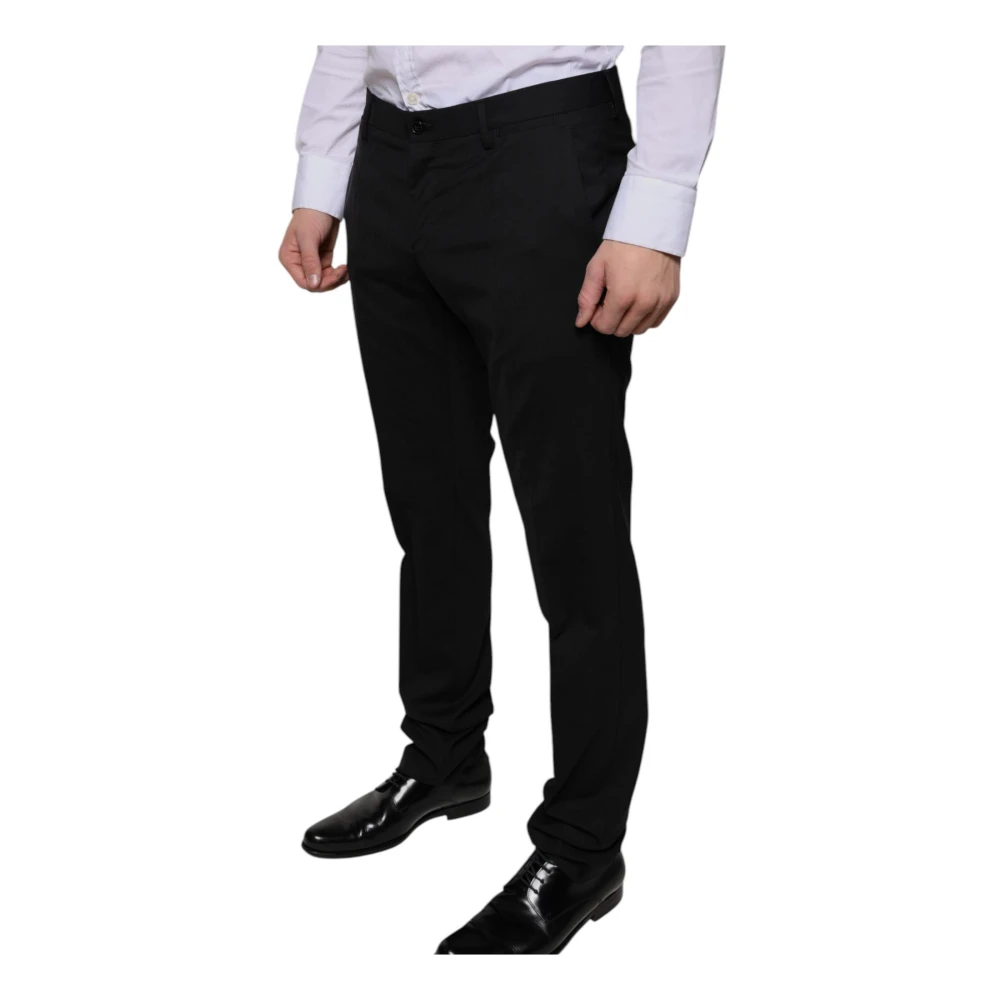 Dolce & Gabbana Zwarte Skinny Dress Pants met rits Black Heren