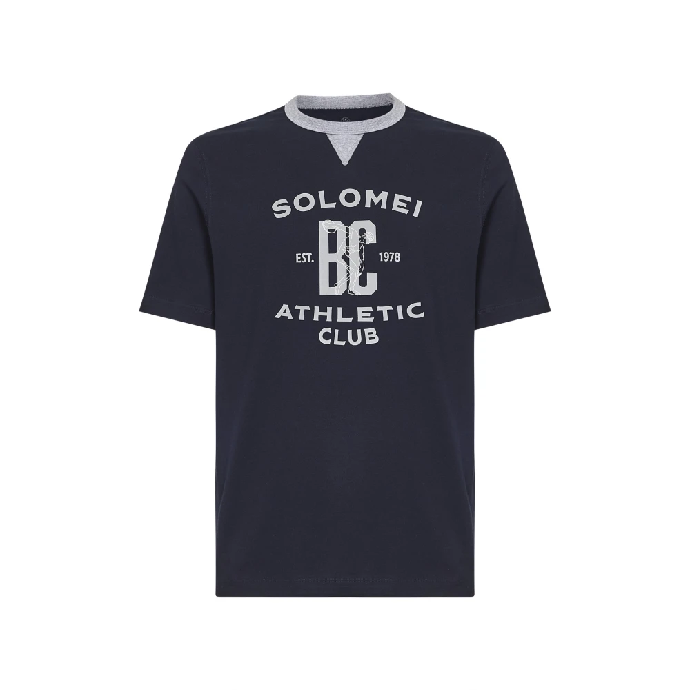 Brunello Cucinelli Blue T-Shirts, Male, 2XL, T-Shirt With Print