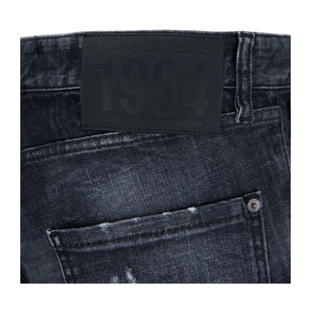 Dsquared2 Mannen Knopen Jeans met Leren Patch Gray Heren