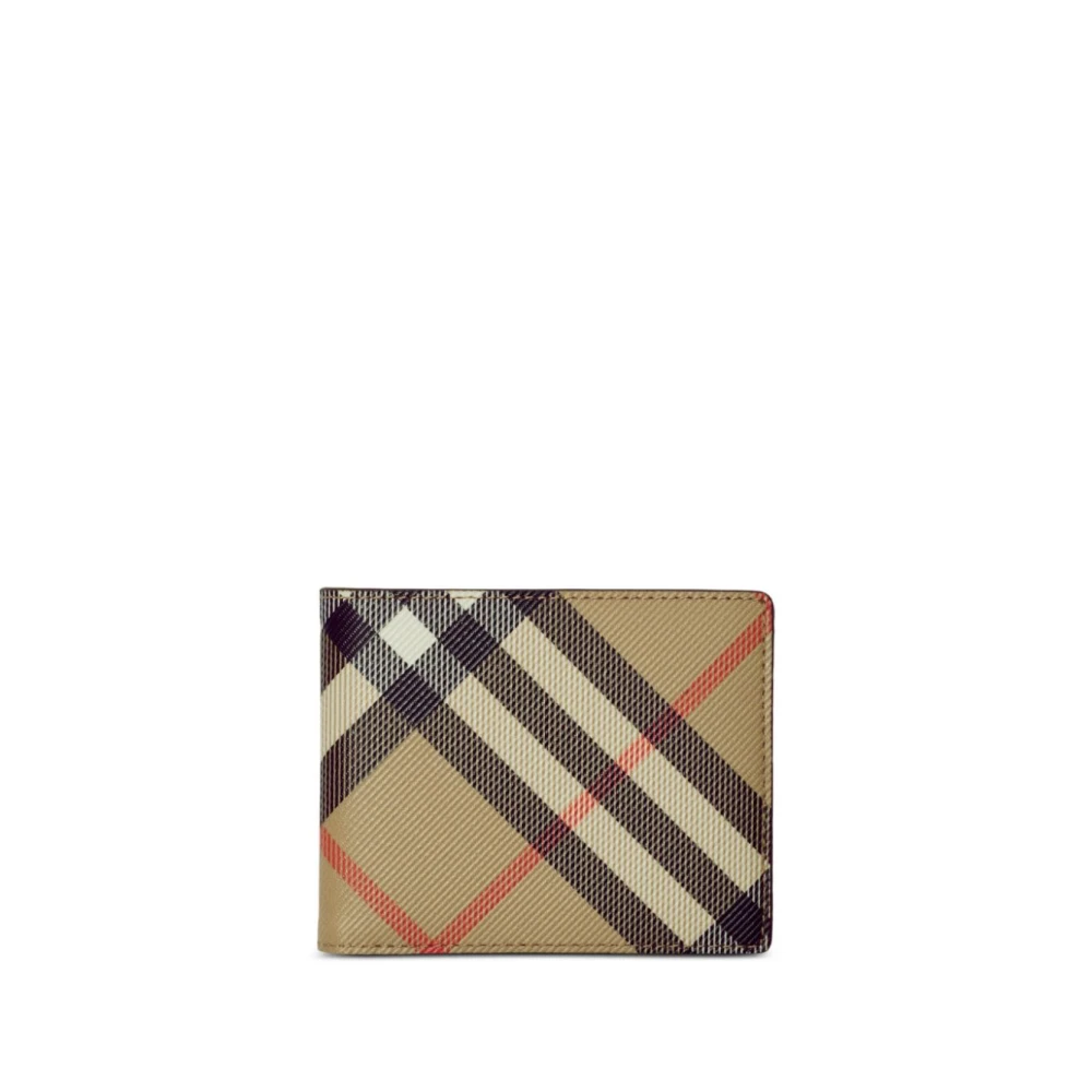 Burberry Beige Check Bi-Fold Portemonnee Beige Heren