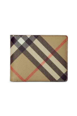 Beige Check Bi-Fold Plånbok
