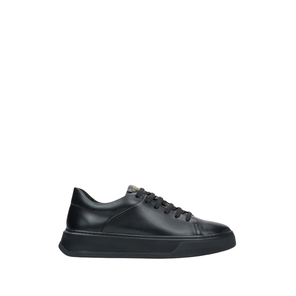 Estro Zwarte lage sneakers voor vrouwen gemaakt van hoogwaardig Italiaans echt leer Dames Schoenen