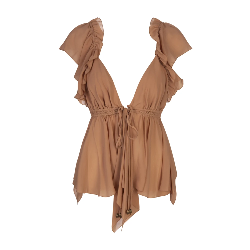 Chloé Gerimpelde tanktop met volants Brown Dames