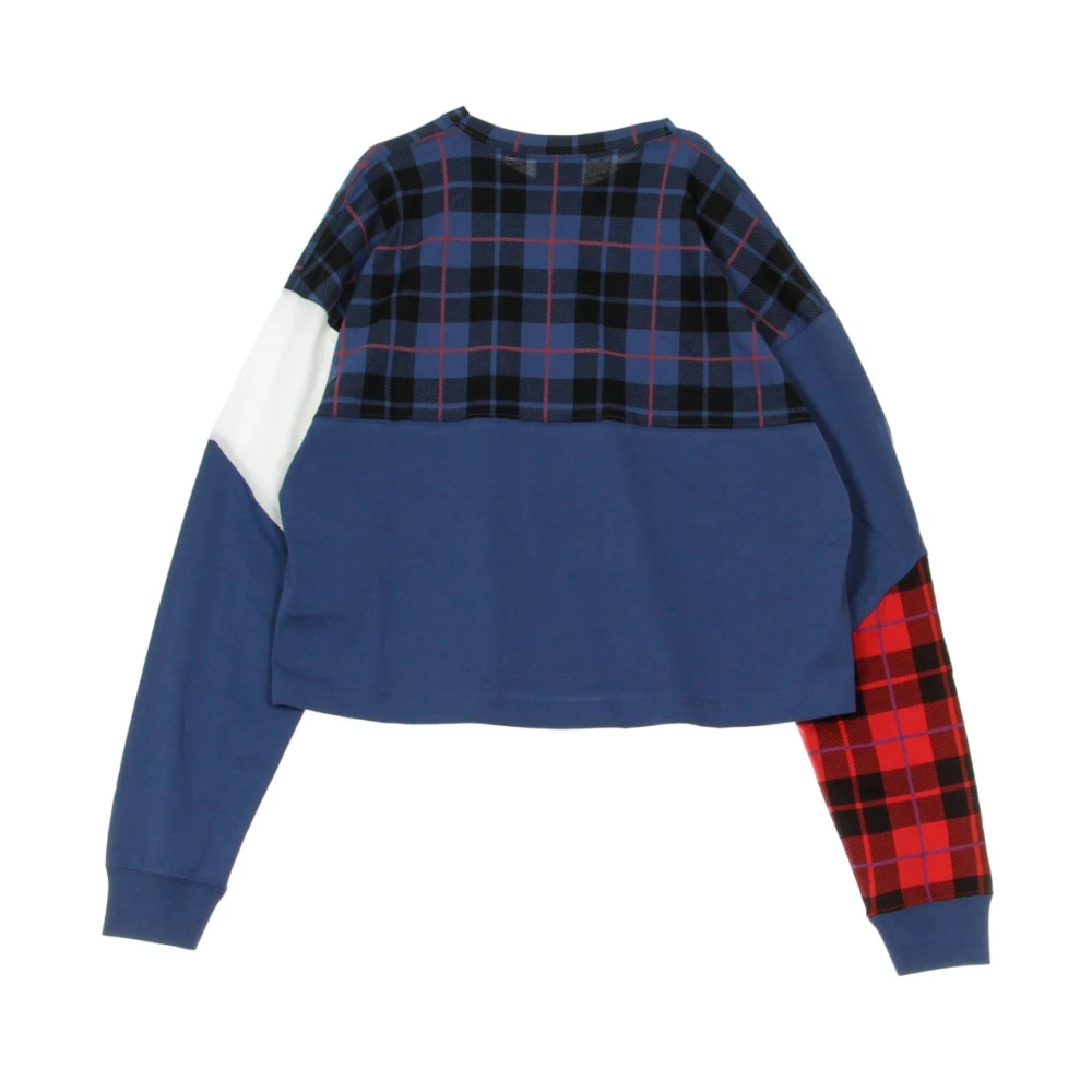 Nike Plaid Mystic Navy White Long Sleeve Top Multicolor Dames