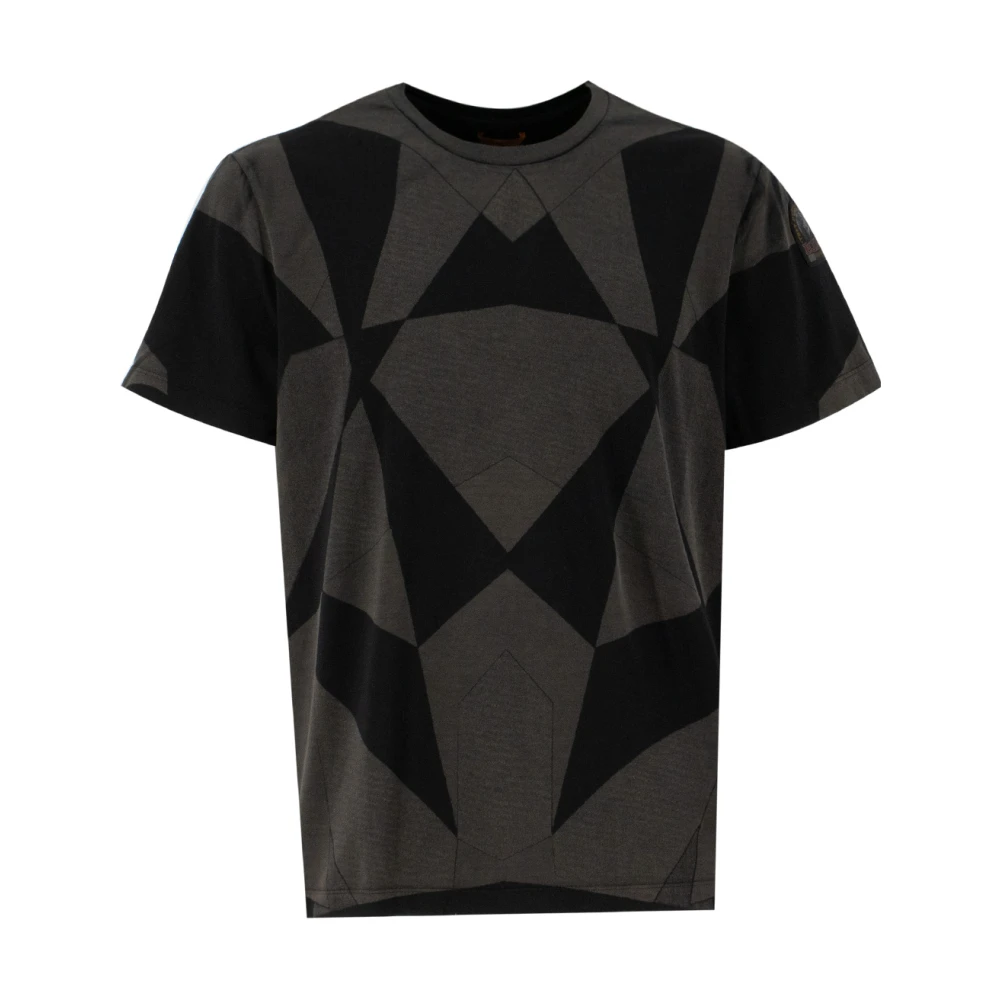 Parajumpers Men's Black Geometric Crew-Neck T-Shirt For Casual Wardrobe