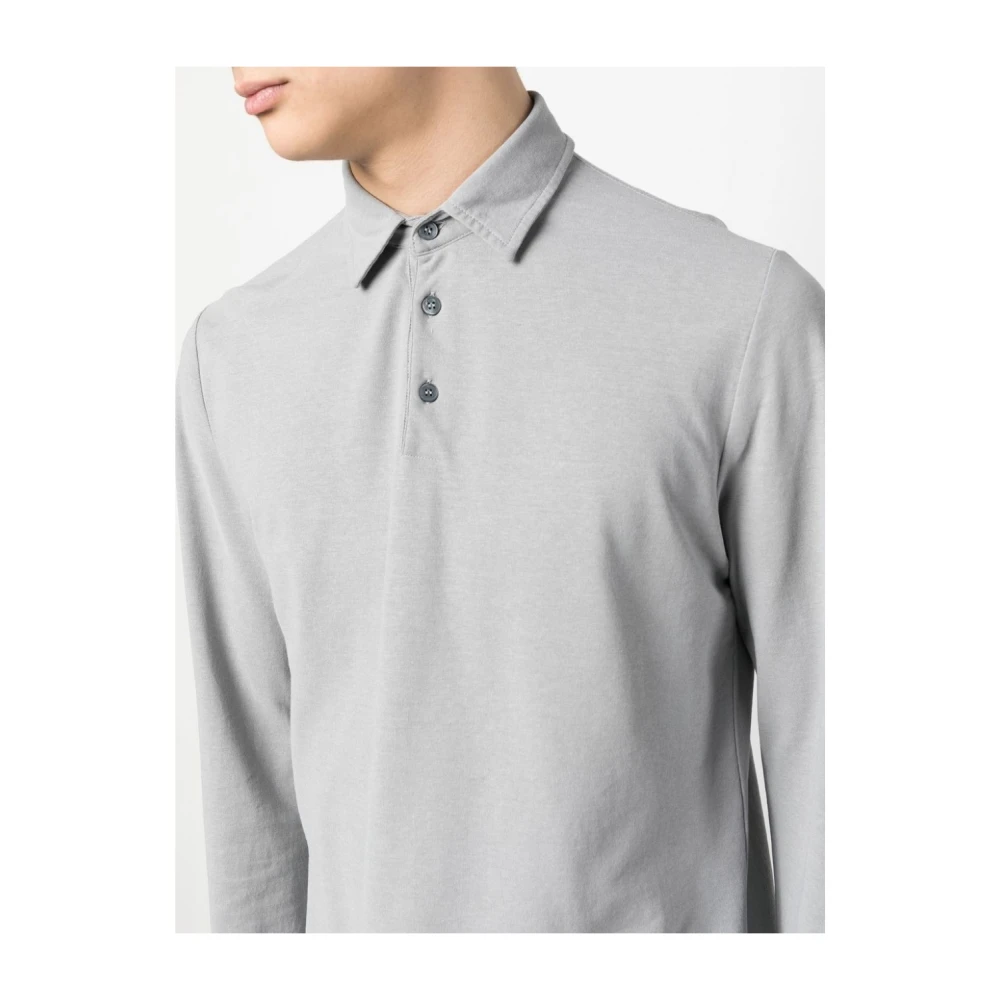 Zanone IceCotton Lange Mouw Polo Shirt Gray Heren