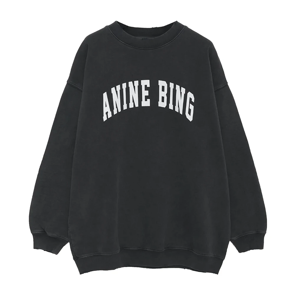 Anine Bing Cool Print Sweatshirt Gewassen Zwart Black Dames
