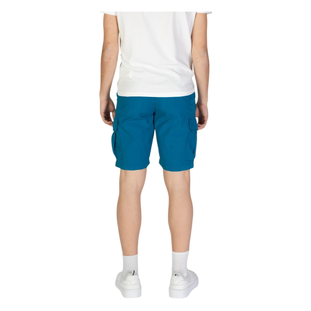 Napapijri Turquoise Katoenen Shorts met Meerdere Zakken Blue Heren