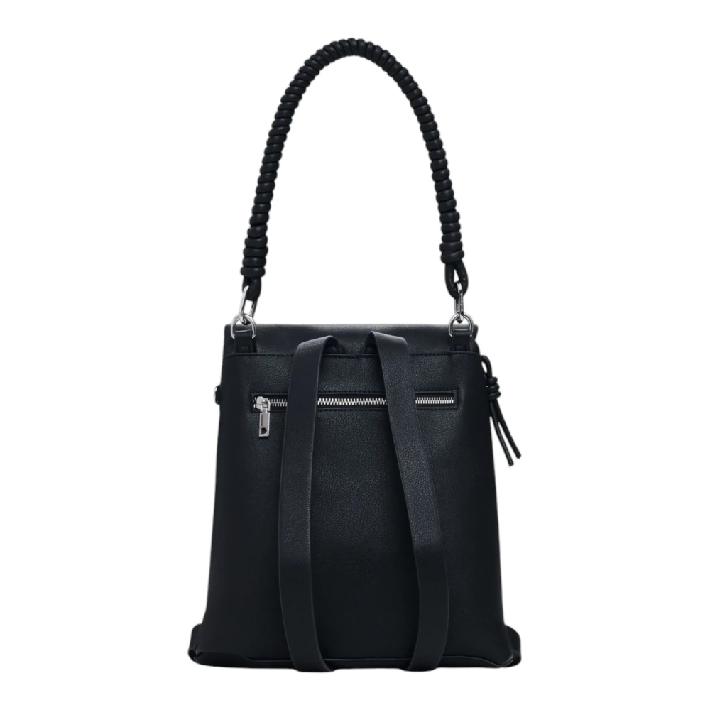 Desigual Zwarte Rits Rugzak Dames Tas Lente Zomer Black Dames