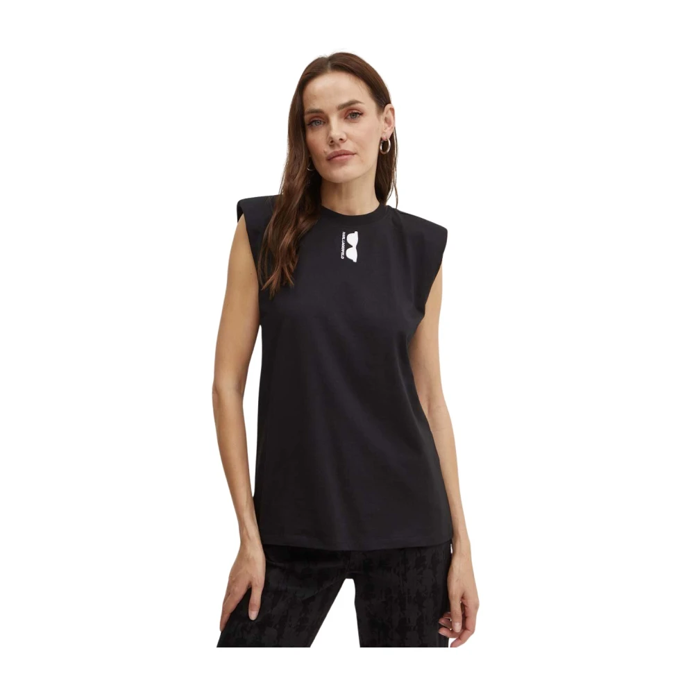 Karl Lagerfeld Tops met schouderkussentjes en logodetails Black Dames