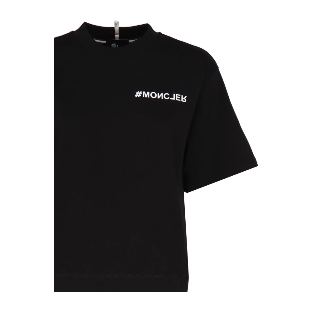 Moncler Zwarte katoenen T-shirts en Polos Black Dames