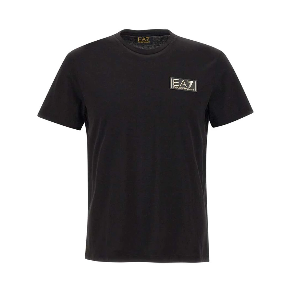 Emporio Armani EA7 Heren Zwart Katoenen T-Shirt met 3D Logo Black Heren