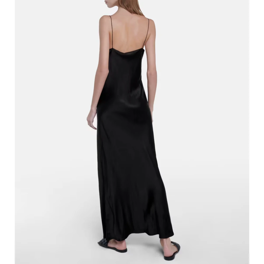 Twinset Zwarte Satijnen Maxi Slipjurk Tijdloze Elegantie Black Dames