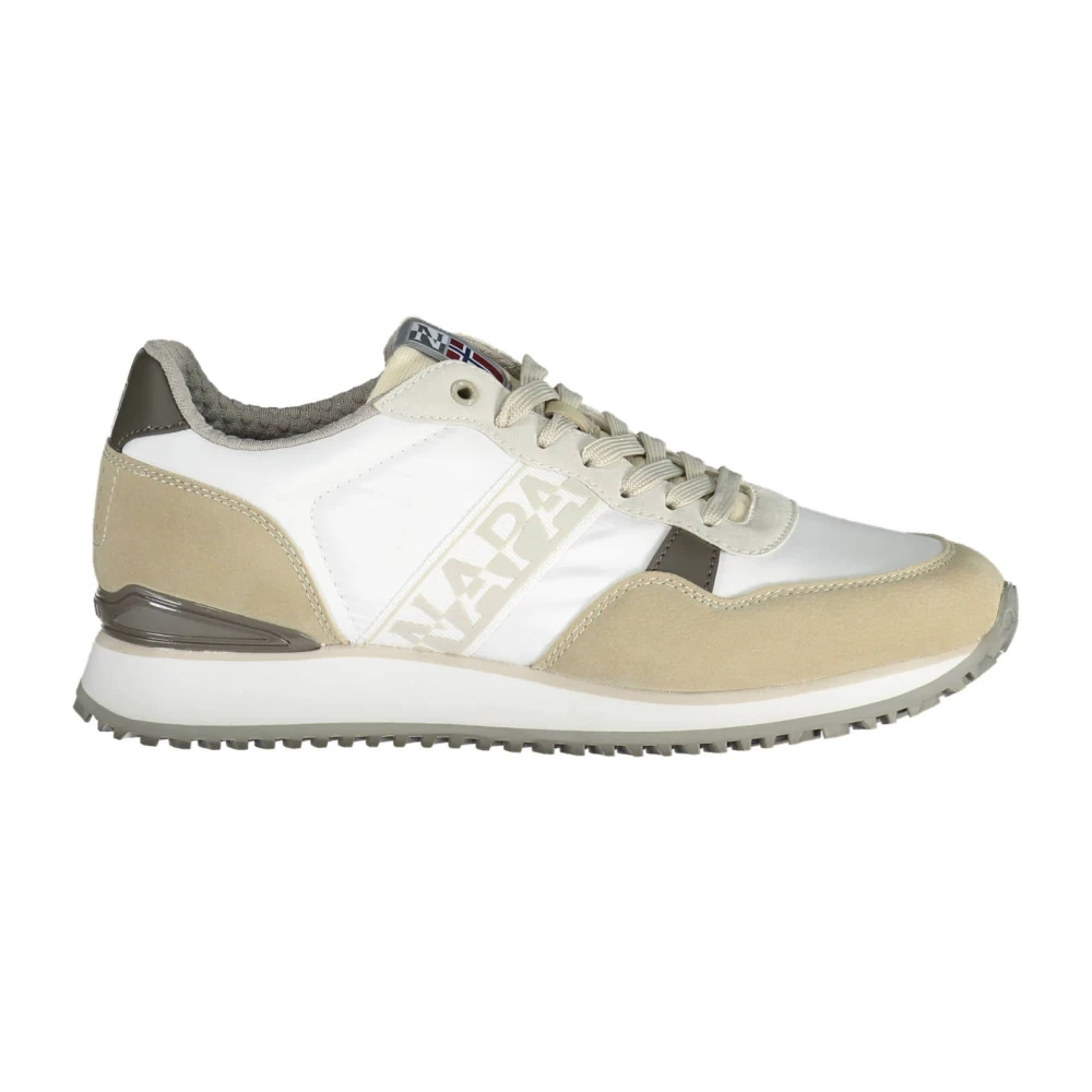 Napapijri Men's White Sneakers,, Sporty Lace-Up Shoes With Contrast Details Size 6 Uk