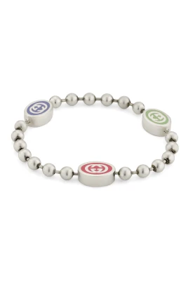 Armband i sterlingsilver och färgat emalj med Interlocking G-detaljer