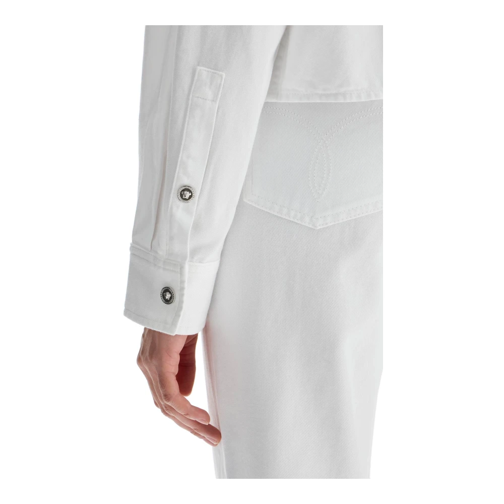 Versace Boxy Katoenen Shirt met Medusa Knopen White Dames