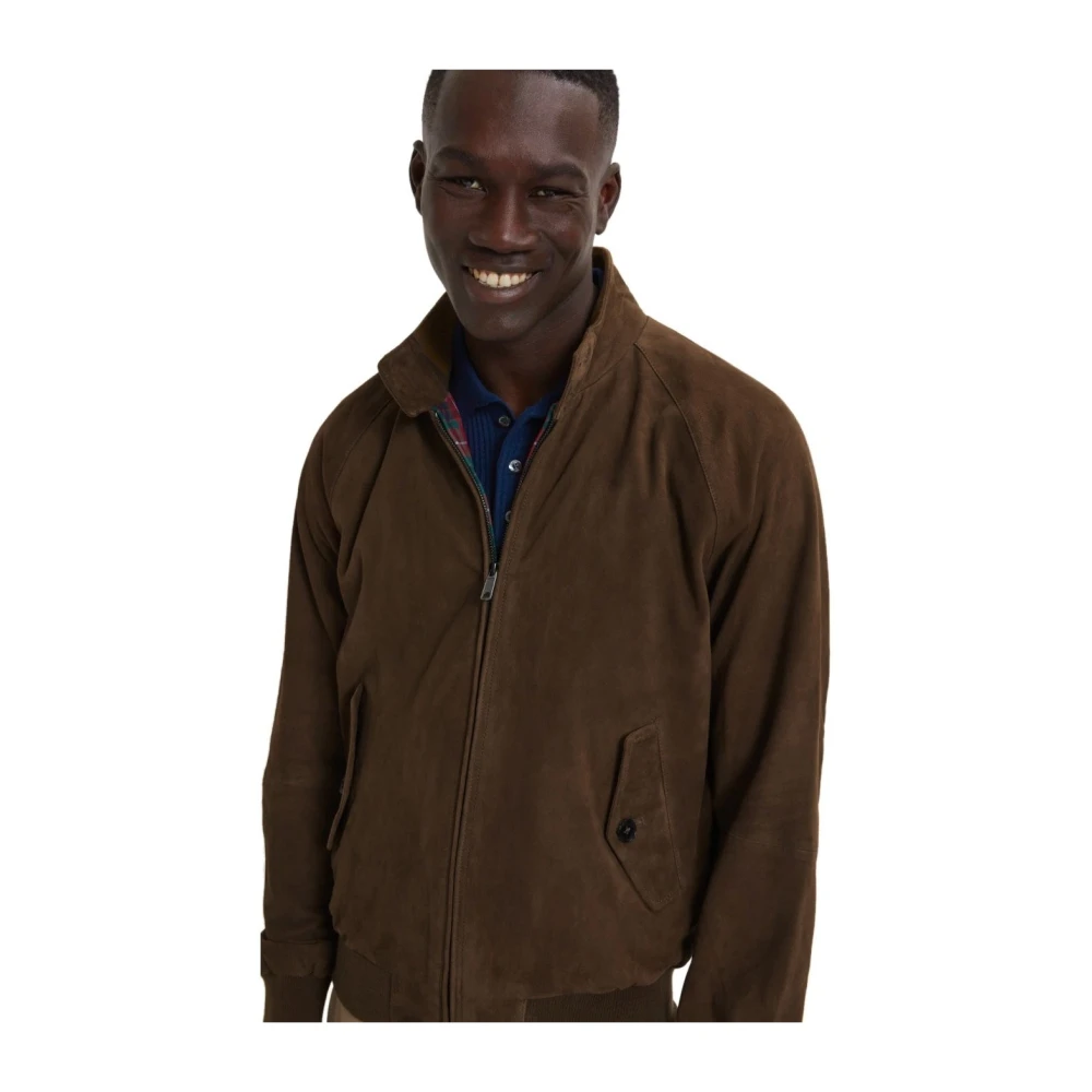 Baracuta Suede Dark Olive Bomber Jacket Brown Heren