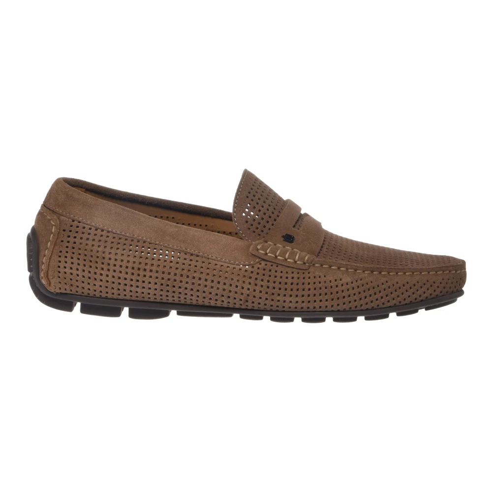 Baldinini Men's Brown Perforated Suede Loafer - Loafers - 9 Uk - Shoes