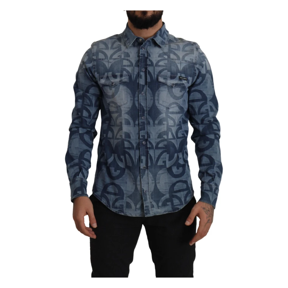 Dolce & Gabbana Elegant Slim Fit Casual Blue Men's Shirt - Male - Casual Shirts - Multicolor - M - Shirts