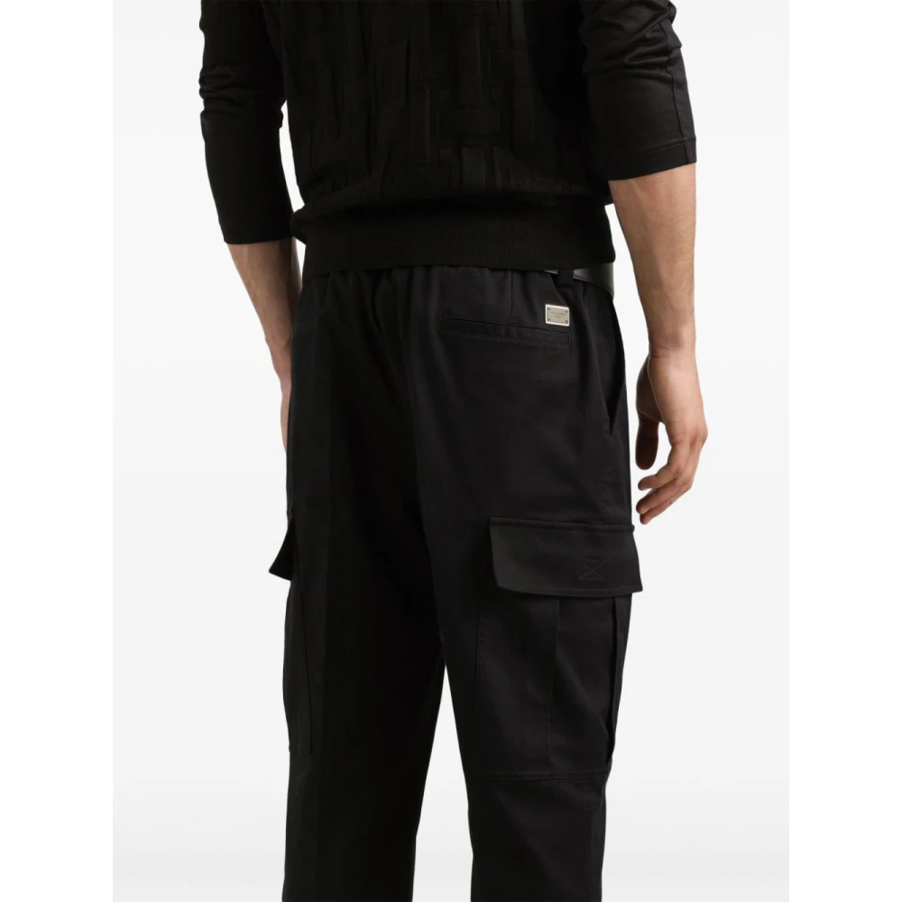 Dolce & Gabbana Zwarte cargobroek met zijzakken Black Heren