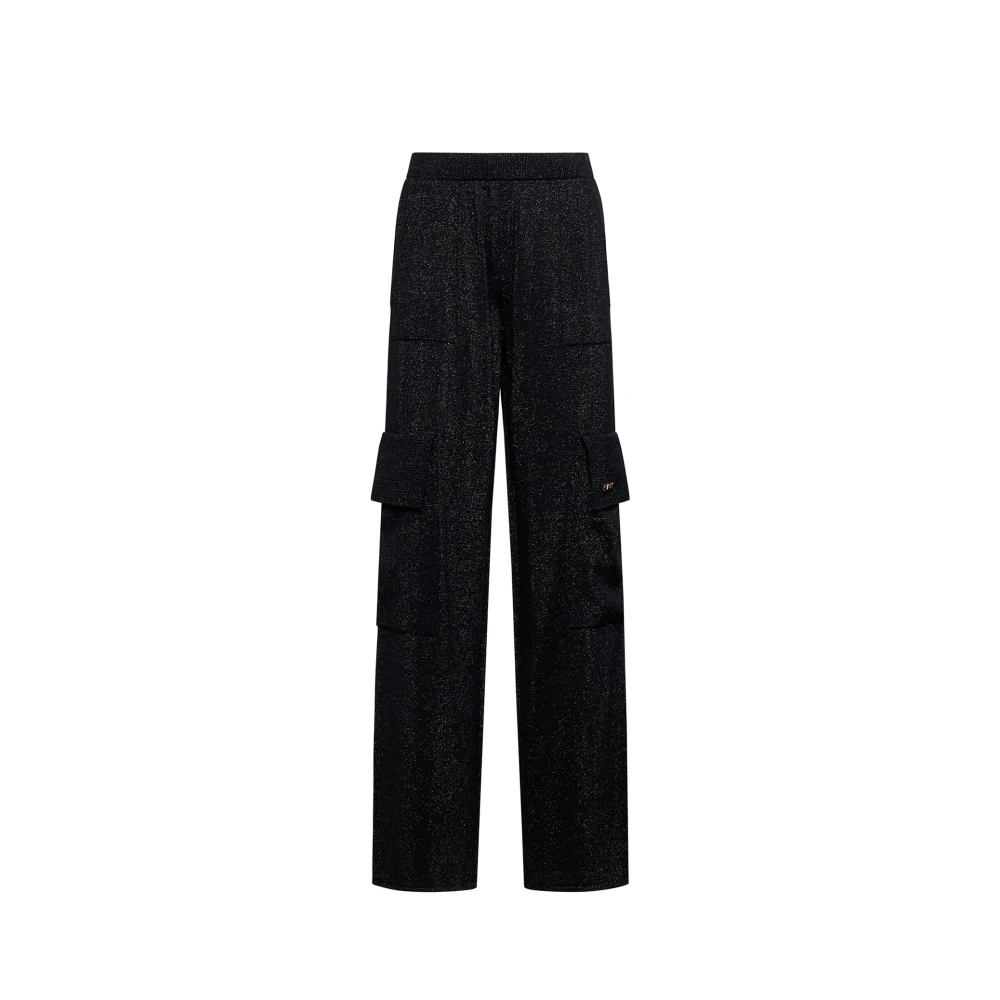 Silvian Heach Black Pantaloni Cargo Neri Con Tasche Applicate - Female - Straight Trousers - Xs - Trousers