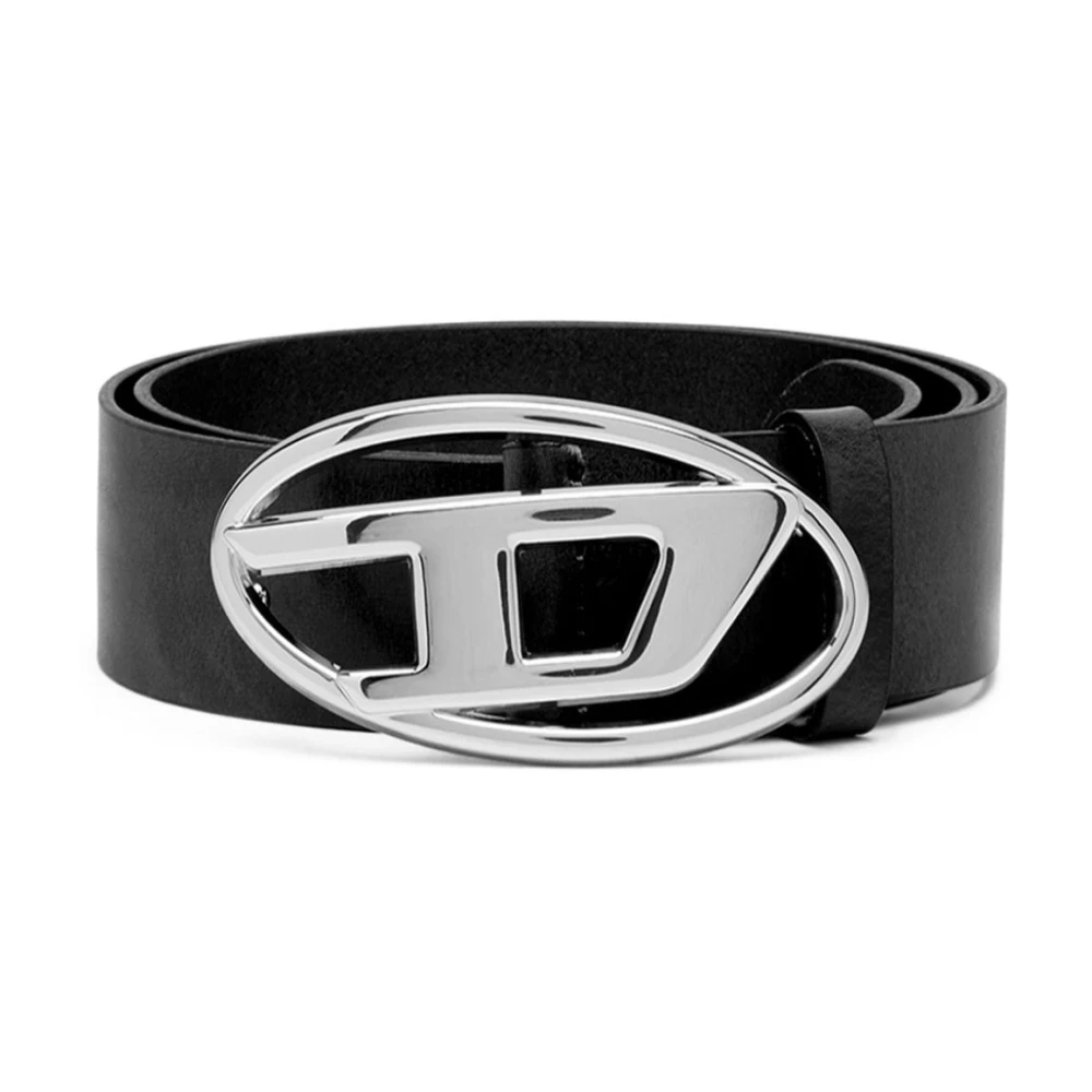 Diesel Unisex Nero - Cintura Premium Nera Con Fibbia Ovale - Accessories - 85 Cm