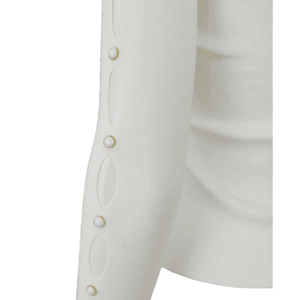 Twinset Sneeuwtrui met juweelapplicaties White Dames