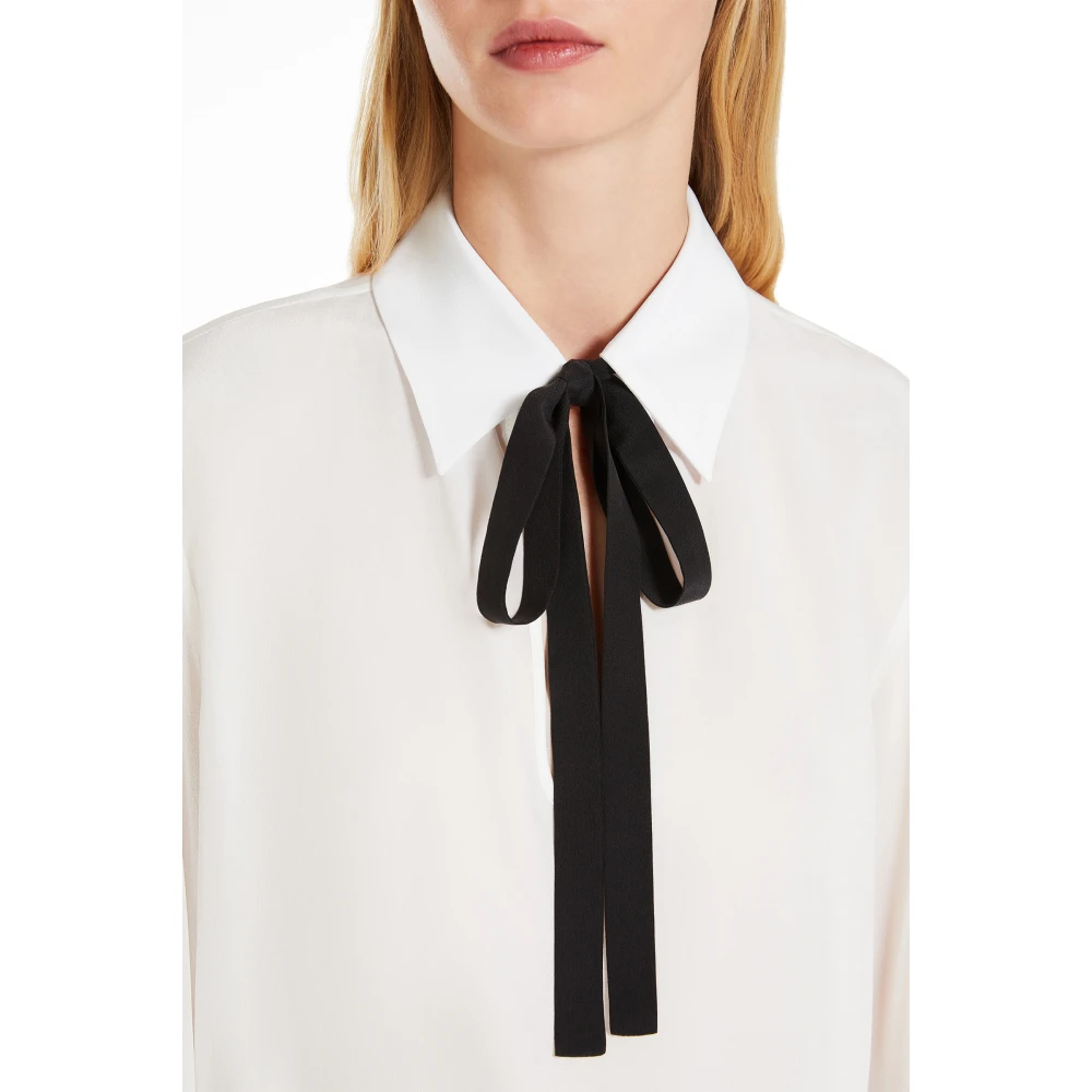 Max Mara Studio Zijden Crêpe de Chine Blouse White Dames
