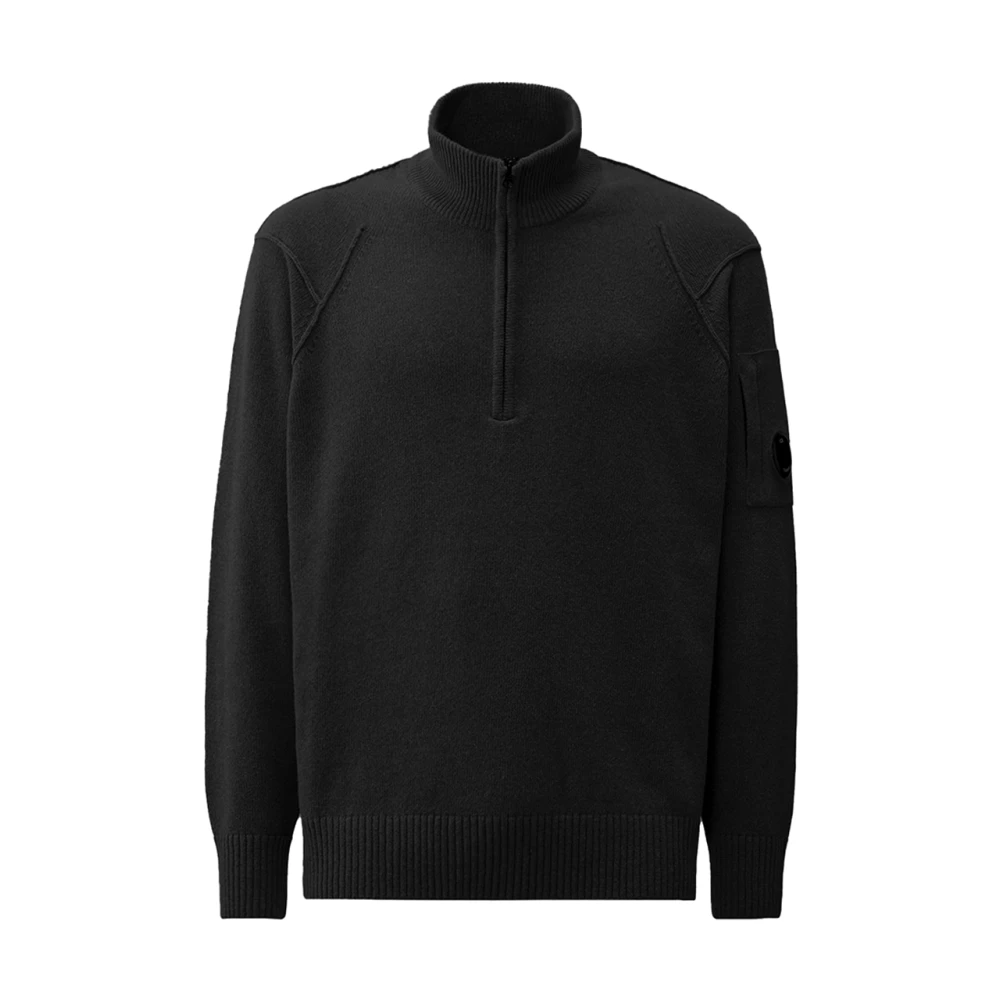 C.P. Company Zwarte Lamswol Half Zip Trui Black Heren