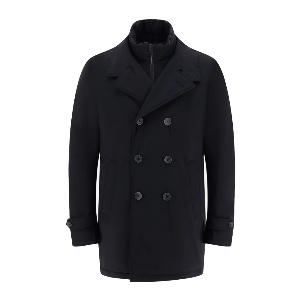 Herno Men's Blue Laminar Washington Peacoat - Double-Breasted Coats - 3XL - Coats