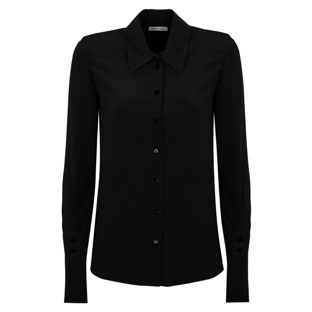 PATRIZIA PEPE Zwarte viscose overhemd lange mouw Black Dames