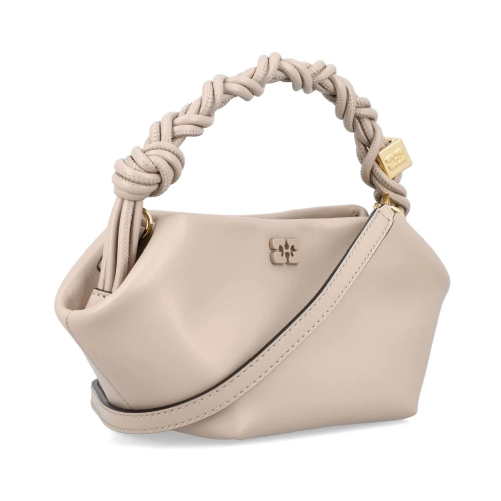 Ganni Gevlochten handvat oesterzak met goudkleurige details Gray Dames