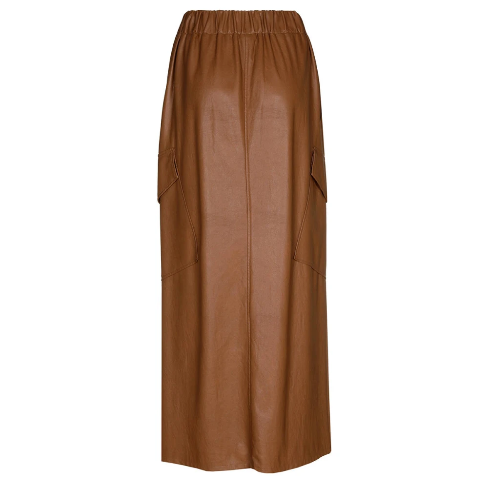 Caroline Biss Eco Lederen Midi Rok Brown Dames