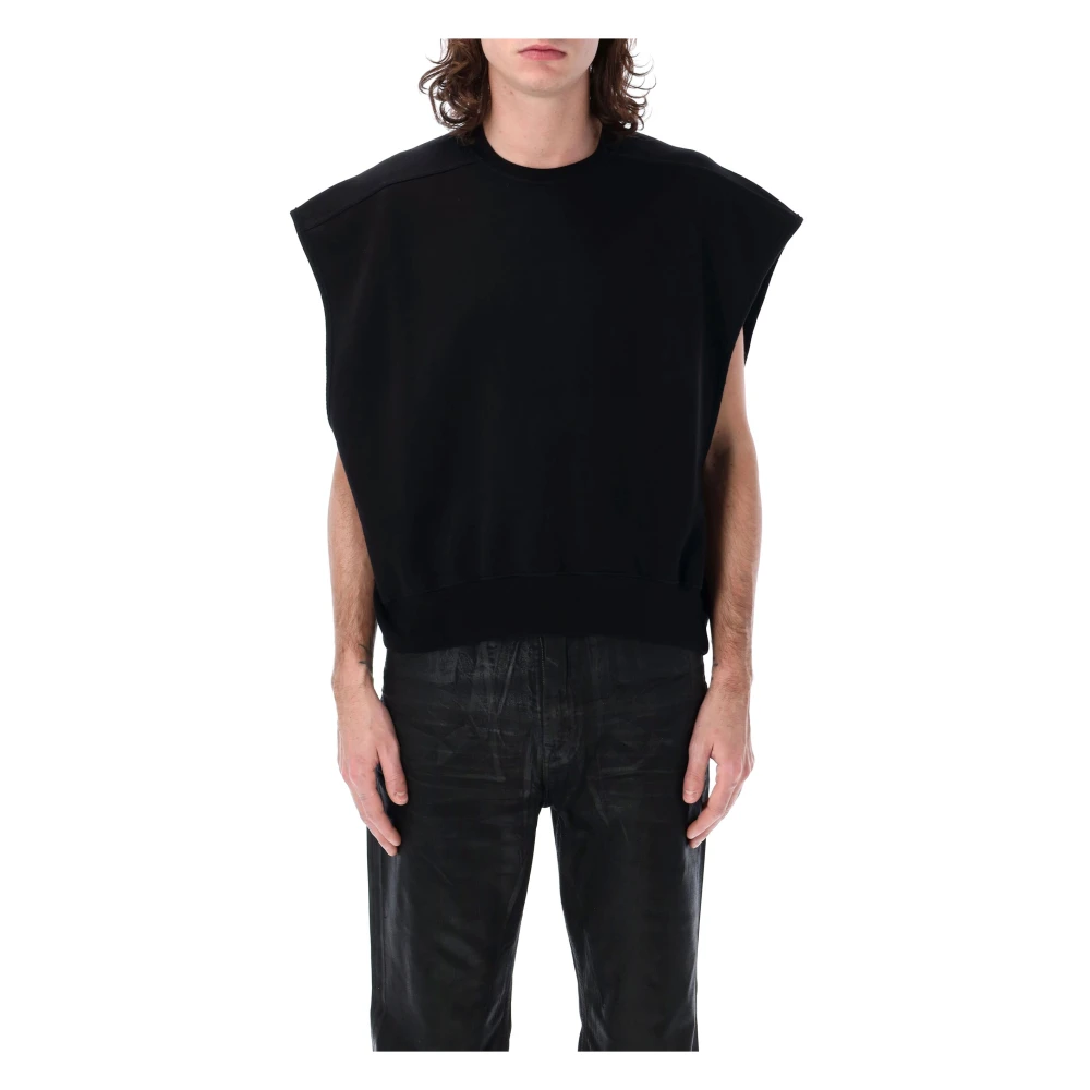 Rick Owens Zwart Gebreide Ss25 Mouwloze Sweatshirt Black Heren
