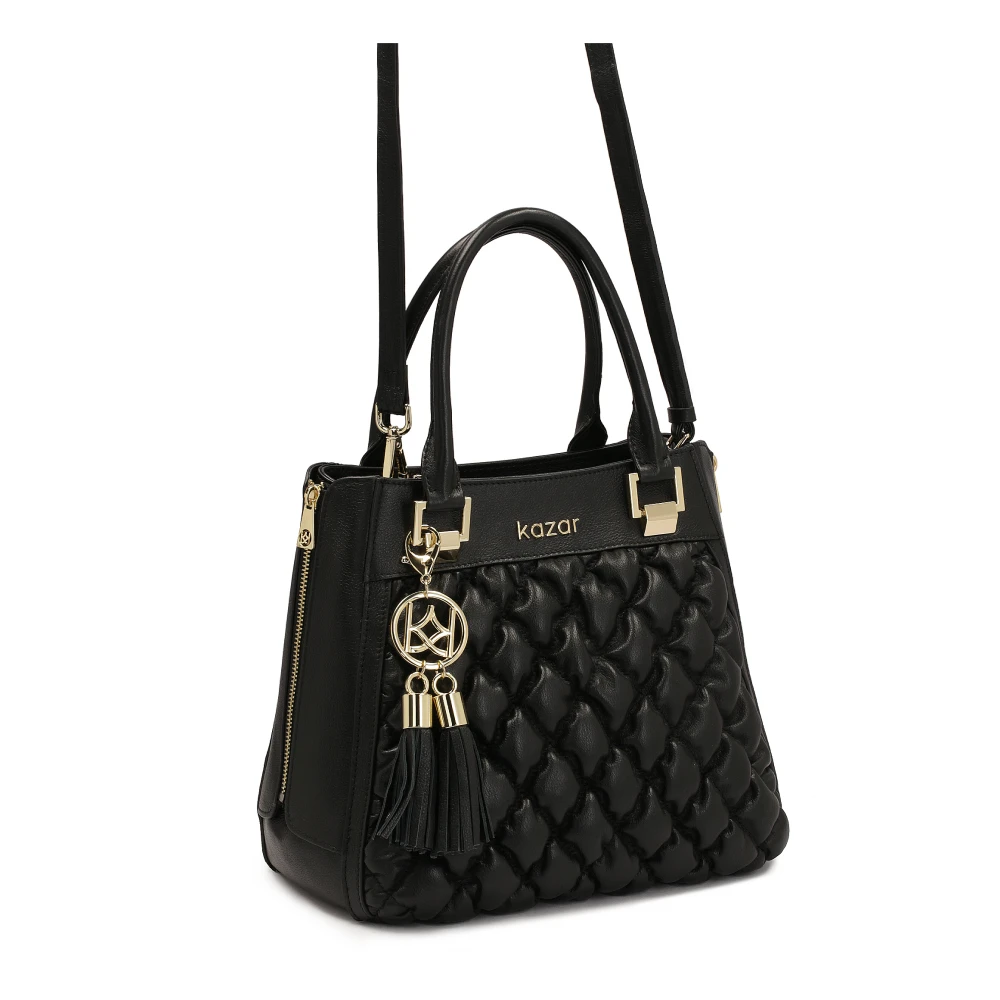 Kazar Zwarte elegante zachte leren handtas Black Dames