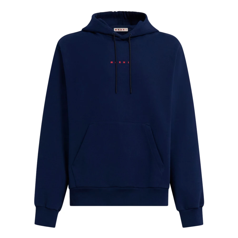 Marni Men's Blue Hoodies, S, Loopback Cotton Jersey Hoodie