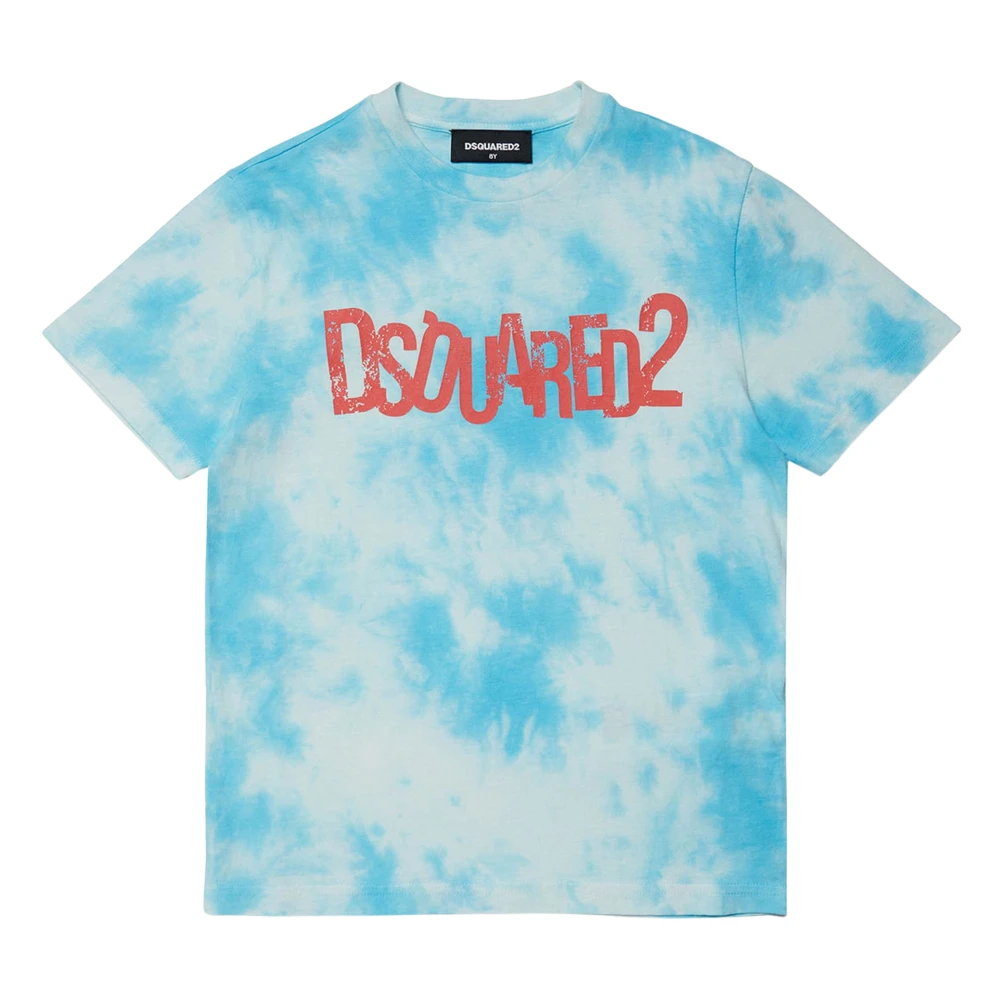 Dsquared2 Unisex Kids Blue Tie-Dye Logo T-Shirt Size 4 Y