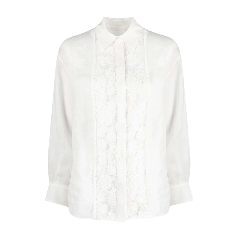 Zimmermann Shirt met kanten inzetstuk en romantische details Beige Dames