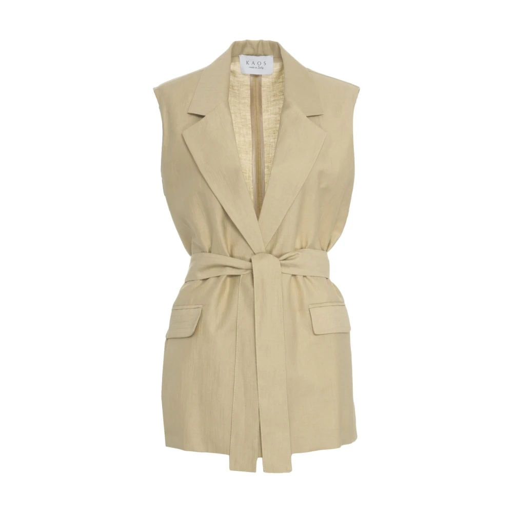 Kaos Beige Blazer met Tailleband Beige Dames