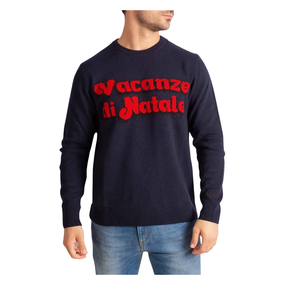 Mc2 Saint Barth Men's Blue Round-Neck Knitwear, M, Maglione Girocollo Heron