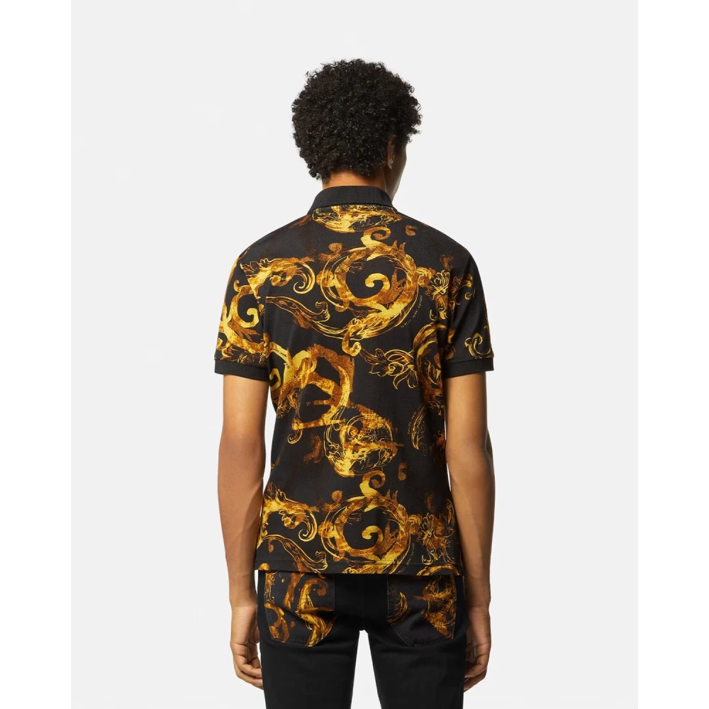 Versace Jeans Couture Waterverf Polo Zwart Multicolor Heren