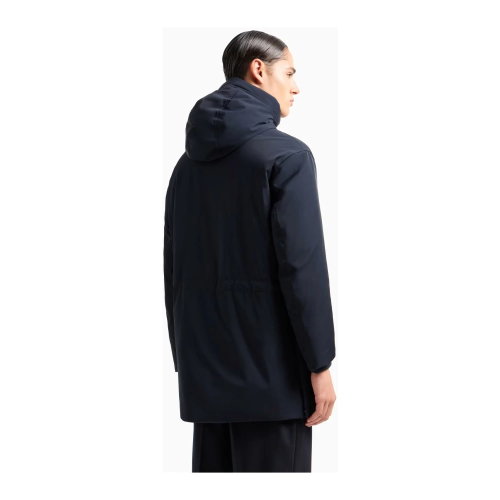 Emporio Armani Blauwe Winter Parka met Capuchon Black Heren